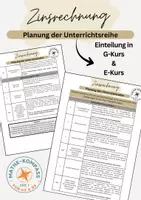Vorschau - Unterrichtsreihen - Zinsrechnung: Planung der Unterrichtsreihe - Deckblatt