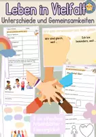 Vorschau - Arbeitsblätter - Leben in Vielfalt Unterschiede und Gemeinsamkeiten Sachunterricht Grundschule - Deckblatt
