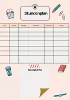 Vorschau - Anderer Materialtyp - Stundenplan für die Woche mit Info - Deckblatt