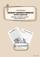 Vorschau - Arbeitsblätter - Gegenstandsbeschreibung Merkmale - Lückentext - Suchsel/dreifach Differenziert - Deckblatt
