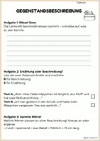 Vorschau - Arbeitsblätter - Gegenstandsbeschreibung Merkmale - Lückentext - Suchsel/dreifach Differenziert - Seite 1