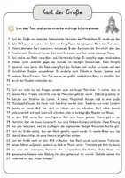 Vorschau - Arbeitsblätter - Karl der Große Arbeitsblätter mit Fragen + Lösungen Lesetext Wortspeicher didaktische Reserve - Seite 3