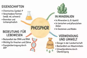 Vorschau - Arbeitsblätter - AB mit Fragen zum Thema "Phosphor" + Lösungsblatt + Mindmap - Seite 1