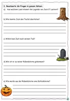 Vorschau - Arbeitsblätter - Lesetext "Die Legende von Jack O`Lantern" mit Aufgaben zum Leseverständnis und Tafelmaterial - DaZ / Deutsch / KBW #spookysurprise - Seite 3