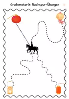 Vorschau - Arbeitsblätter - Grafomotorik Laternenfest und St. Martin - Nachspurübungen - Seite 1