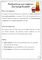 Vorschau - Mal- und Bastelvorlagen - Heilige Elisabeth von Thüringen LEGEKREIS Klasse 3-6 Religion - Seite 1