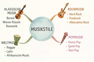 Vorschau - Arbeitsblätter - Arbeitsblatt "Musikstile" + interaktive Lösung & MP3 + Mindmap + Infografik - Seite 2