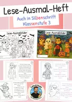 Vorschau - Arbeitsblätter - Lese-Ausmalbilder - Halloween Klasse 3 - Heft - Deckblatt