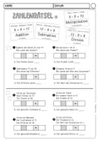 Vorschau - Arbeitsblätter - Zahlenrätsel Grundrechenarten ZR 100 - Seite 1
