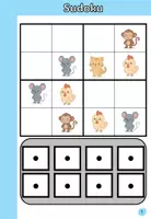 Vorschau - Mal- und Bastelvorlagen - Klettmappen - Sudoku mit Tieren + Vorlage - Seite 1