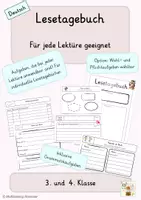 Vorschau - Unterrichtsreihen - Individuelles Lesetagebuch für jede Lektüre - 3. und 4. Klasse - Deckblatt