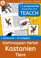 Vorschau - Mal- und Bastelvorlagen - Kastanientiere - Herbst - Klettmappe nach Teacch - 1 Kartensatz - 20 Aufgaben - Deckblatt