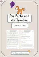 Vorschau - Arbeitsblätter - Fabel: Der Fuchs und die Trauben - Lesetext mit Aufgaben - Deckblatt