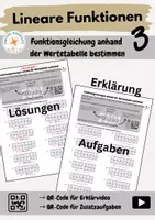 Vorschau - Arbeitsblätter - Lineare Funktionen: Funktionsgleichung anhand der Wertetabelle - Deckblatt