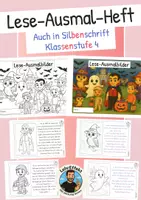 Vorschau - Arbeitsblätter - Lese-Ausmalbilder - Halloween Klasse 4 - Heft - Deckblatt