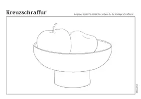 Vorschau - Mal- und Bastelvorlagen - Kreuzschraffur - Anleitung und Übung - Obstschale klein - Seite 1