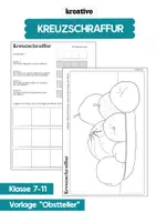Vorschau - Arbeitsblätter - Kreuzschraffur - Anleitung und Übung - Stillleben Obst - Deckblatt