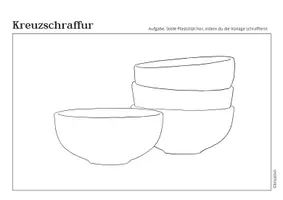 Vorschau - Mal- und Bastelvorlagen - Kreuzschraffur - Anleitung und Übung - Schalen - Seite 1