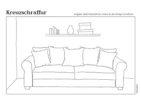 Vorschau - Arbeitsblätter - Kreuzschraffur - Anleitung und Übung - Sofa - Seite 1