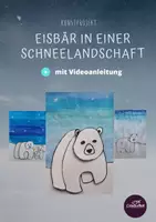 Vorschau - Stundenentwürfe - Eisbär in einer Schneelandschaft - Kunstprojekt im Winter - Deckblatt
