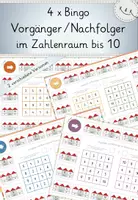Vorschau - Stationenlernen - 4x Bingo Vorgänger und Nachfolger im Zahlenraum bis 10! 2 verschiedene Versionen! - Deckblatt