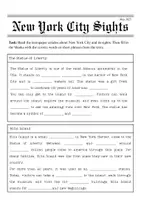 Vorschau - Arbeitsblätter - New York City Newspaper: Lesetexte, Lückentexte + Lösungen - Seite 1