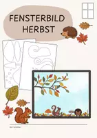 Vorschau - Mal- und Bastelvorlagen - Fensterbild Herbst | Fensterdeko Herbst | Eichhörnchen & Igel - Deckblatt