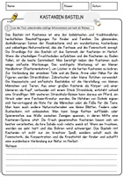 Vorschau - Arbeitsblätter - Kastanien basteln Arbeitsblätter mit Fragen + Lösungen Deutsch DaZ AB - Seite 1