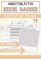 Vorschau - Arbeitsblätter - Kekse backen Arbeitsblätter mit Fragen + Lösungen Deutsch DaZ AB - Deckblatt