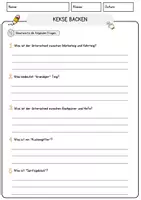 Vorschau - Arbeitsblätter - Kekse backen Arbeitsblätter mit Fragen + Lösungen Deutsch DaZ AB - Seite 3