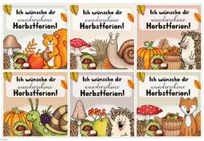 Vorschau - Bildkarten - Herbstferiengrüße / Feriengruß / Grußkärtchen für die Herbstferien - Seite 1