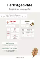 Vorschau - Poster - Herbstgedichte - Baupläne und Sprachspeicher - Deckblatt
