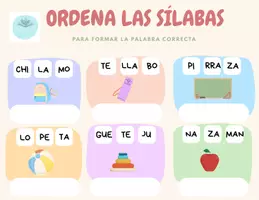 Vista previa - Refuerzo / NEE / Materiales de apoyo - Ordena las sílabas - página 1