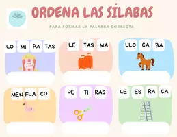 Vista previa - Refuerzo / NEE / Materiales de apoyo - Ordena las sílabas - página 2