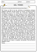 Vorschau - Arbeitsblätter - Müll trennen Arbeitsblätter mit Fragen + Lösungen Deutsch DaZ AB - Seite 1