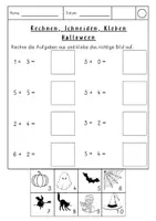 Vorschau - Arbeitsblätter - Rechnen Schneiden Kleben zu Halloween Addition ZR 10 20 100 - Seite 1