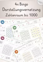 Vorschau - Spiele - Darstellungsvernetzung Zahlenraum bis 1000, 4x Bingo-Spiele, Förderung der Zahlvorstellung! - Deckblatt