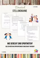 Vorschau - Arbeitsblätter - Stellungnahme schreiben – „Sollten Noten im Sportunterricht abgeschafft werden?“ - Deckblatt
