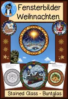 Vorschau - Arbeitsblätter - Fensterbilder Weihnachten Stained Glass – Ausmal- & Bastelvorlagen für Kinder mit festlichen Motiven im Buntglas-Stil 🎄 - Deckblatt