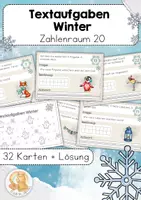 Vorschau - Stationenlernen - Textaufgaben im Winter - ZR 20 - ( 2. Klasse / Sachaufgaben / Freiarbeit) - Deckblatt