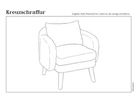 Vorschau - Mal- und Bastelvorlagen - Kreuzschraffur - Anleitung und Übung - Sessel - Seite 1