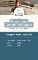 Vorschau - Stundenentwürfe - Phasen der Geschäftsfähigkeit | Fertige Unterrichtsstunde | WBS | Wirtschaft - Deckblatt