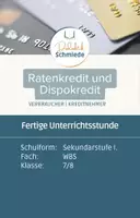 Vorschau - Stundenentwürfe - Ratenkredit und Dispokredit | Fertige Unterrichtsstunde | WBS | Wirtschaft - Deckblatt