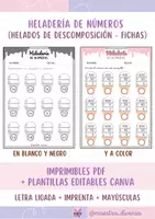 Vista previa - Hojas de trabajo - Heladería de números (fichas imprimibles + plantillas editables Canva) - Portada