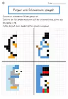 Vorschau - Stationenlernen - Symmetrie im Winter- Pinguin & Schneemann im Raster – Arbeitsblatt 1. + 2. Klasse - Seite 1