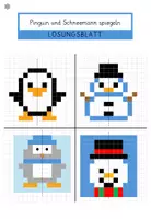 Vorschau - Stationenlernen - Symmetrie im Winter- Pinguin & Schneemann im Raster – Arbeitsblatt 1. + 2. Klasse - Seite 2