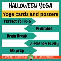Vista previa - Juegos / Gamificación - Halloween Yoga| 16 Yoga Poses, Cards & Posters | ESL Brain Break Activty - página 1