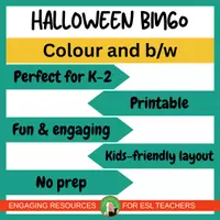 Vista previa - Juegos / Gamificación - Halloween Bingo | ESL K-2 | Printable Color & B/W | no-prep - página 1