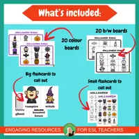 Vista previa - Juegos / Gamificación - Halloween Bingo | ESL K-2 | Printable Color & B/W | no-prep - página 2