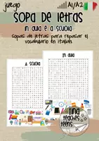 Vista previa - Juegos / Gamificación - Sopa de letras "in aula e a scuola" | italian, italiano - Portada